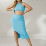 Vestido 2 piezas ajustado con abertura